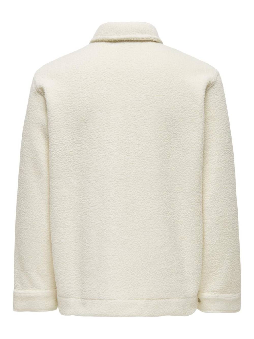 Only & Sons ONSMILIO TEDDY OVERSHIRT SWEAT VD Antique White Rabatt