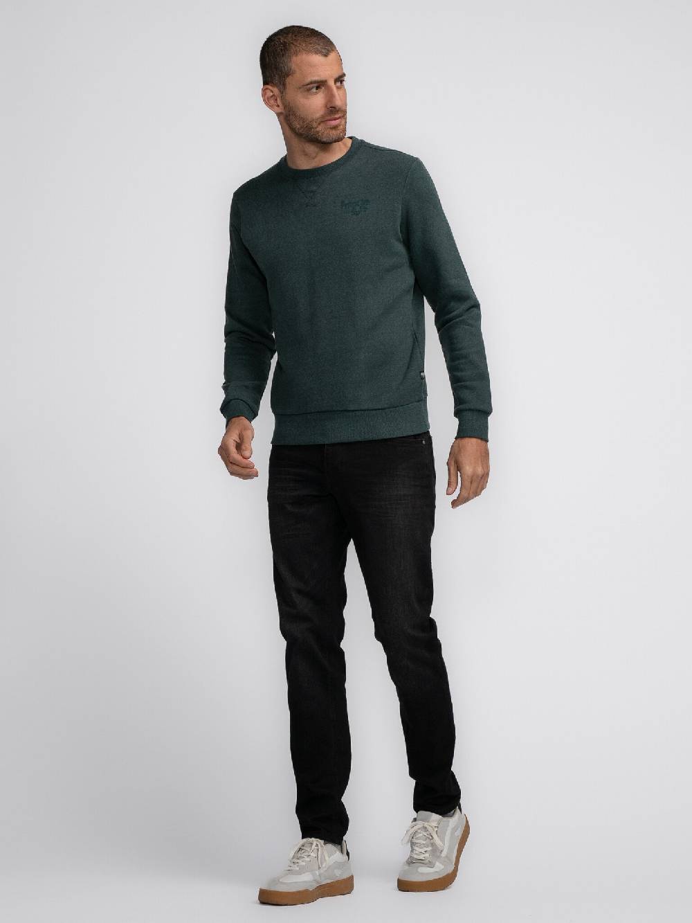 Petrol M-3040-SWR309 MEN SWEATER ROUND NECK PRINT 6089 Bottle Weihnachtsangebot