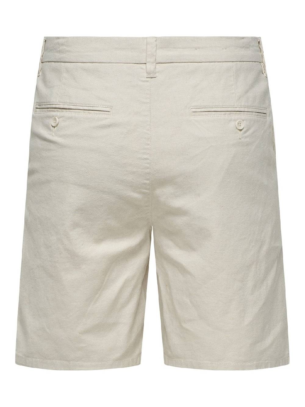 Only & Sons ONSMARK 0011 COTTON LINEN SHORTS NOOS SILVER LINING Bestseller