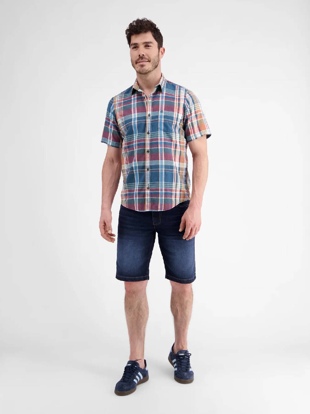 Lerros 2442011 GERUIT OVERHEMD KATOEN-LINNENMIX (448 STORM BLUE) Limitierter Zeitrabatt