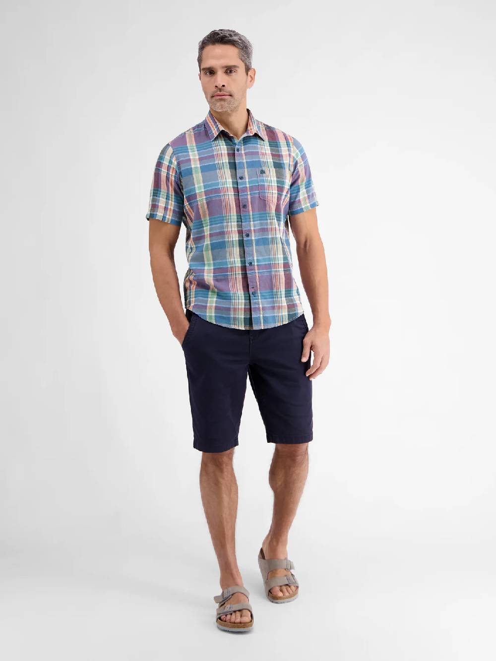 Lerros 2442011 GERUIT OVERHEMD KATOEN-LINNENMIX (327 DEEP CORAL RED) Fabrik Onlineshop