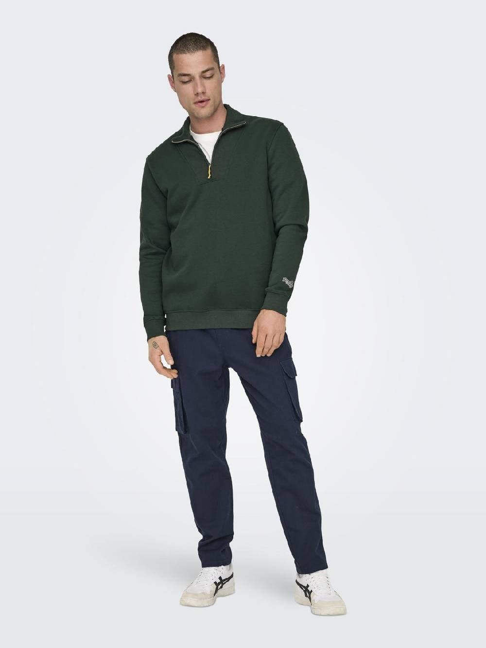 Only & Sons ONSRILEY REG 1/4 ZIP HIGH NECK SWT VD DARKEST SPRUCE Großer Ausverkauf