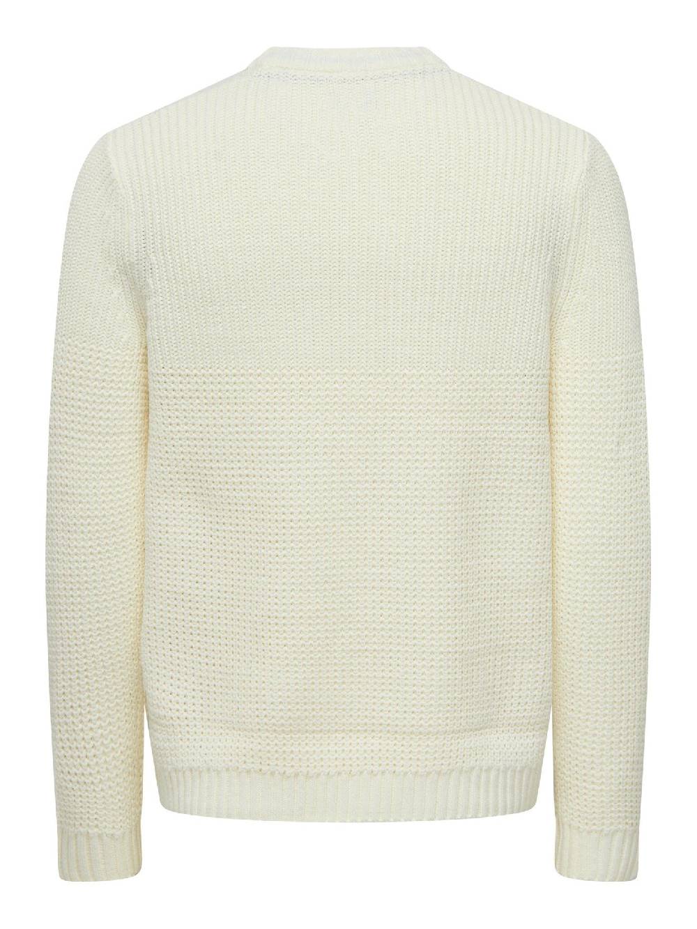 Only & Sons Onsadam 5 Struc Crew Knit (189699 Star White) Blitzverkäufe