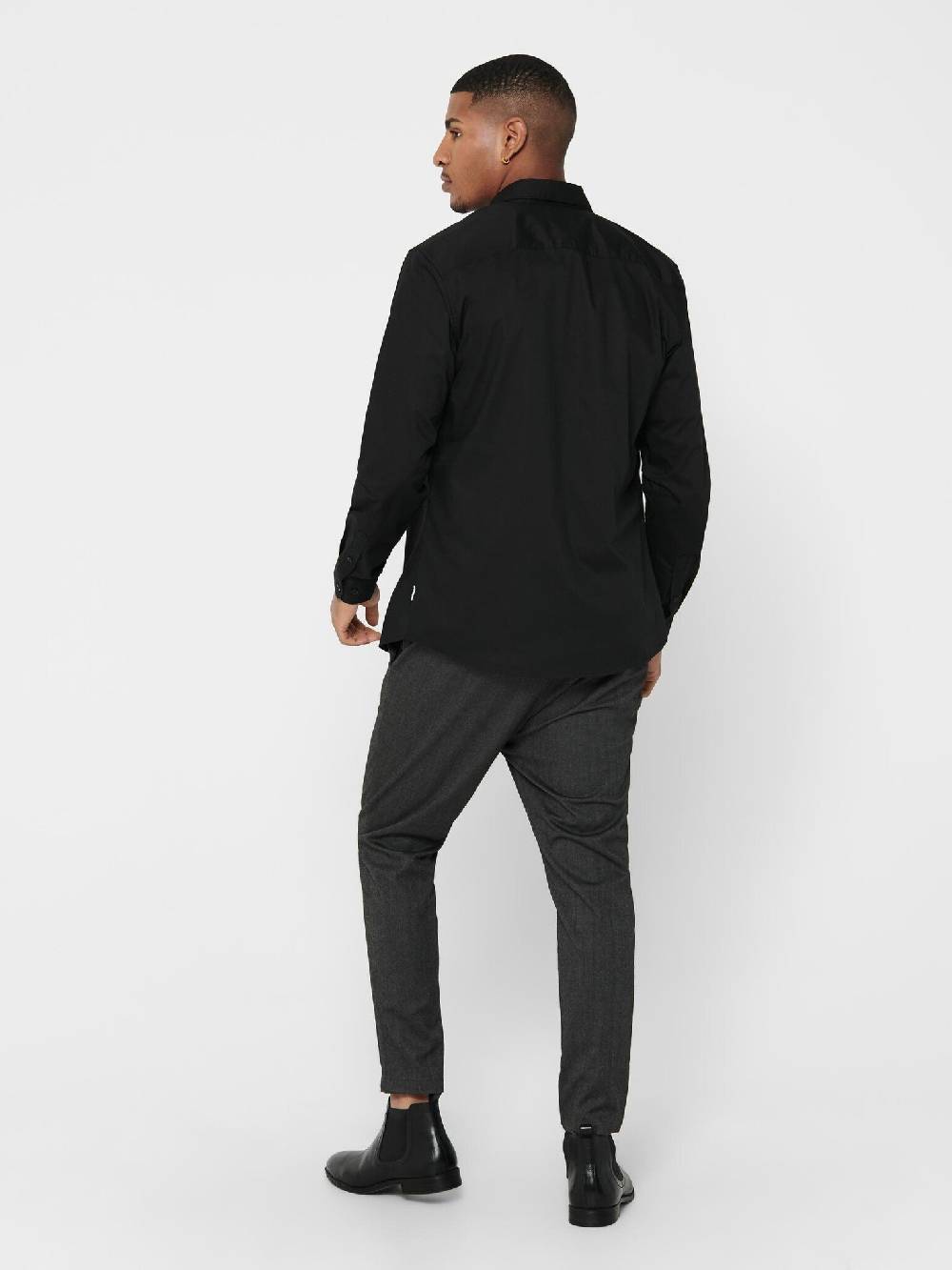 Only & Sons Onssane LS Solid Poplin Shirt (187679 Black) Kostenloser Versand