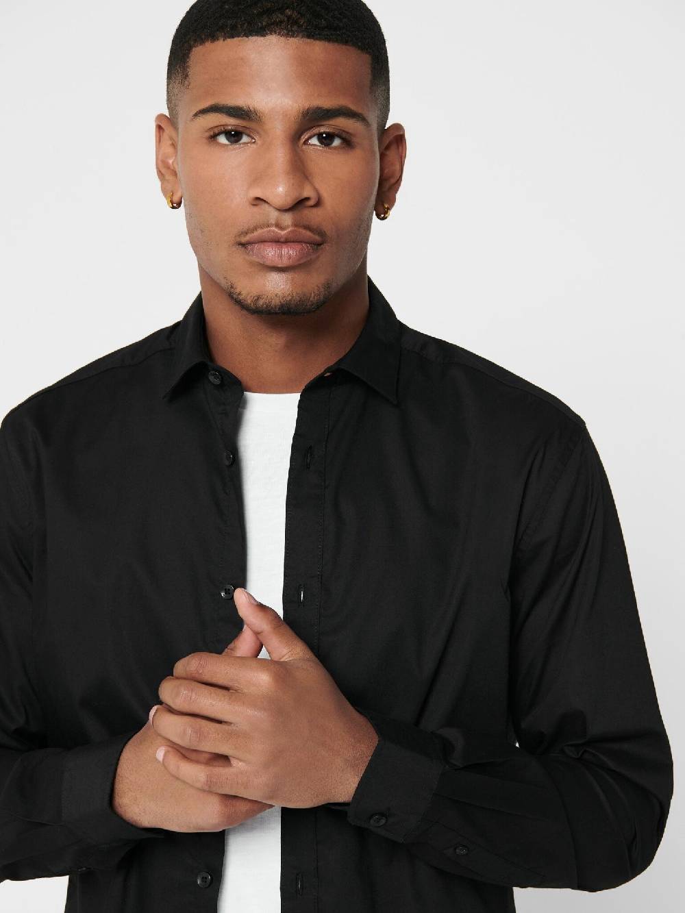Only & Sons Onssane LS Solid Poplin Shirt (187679 Black) Kostenloser Versand
