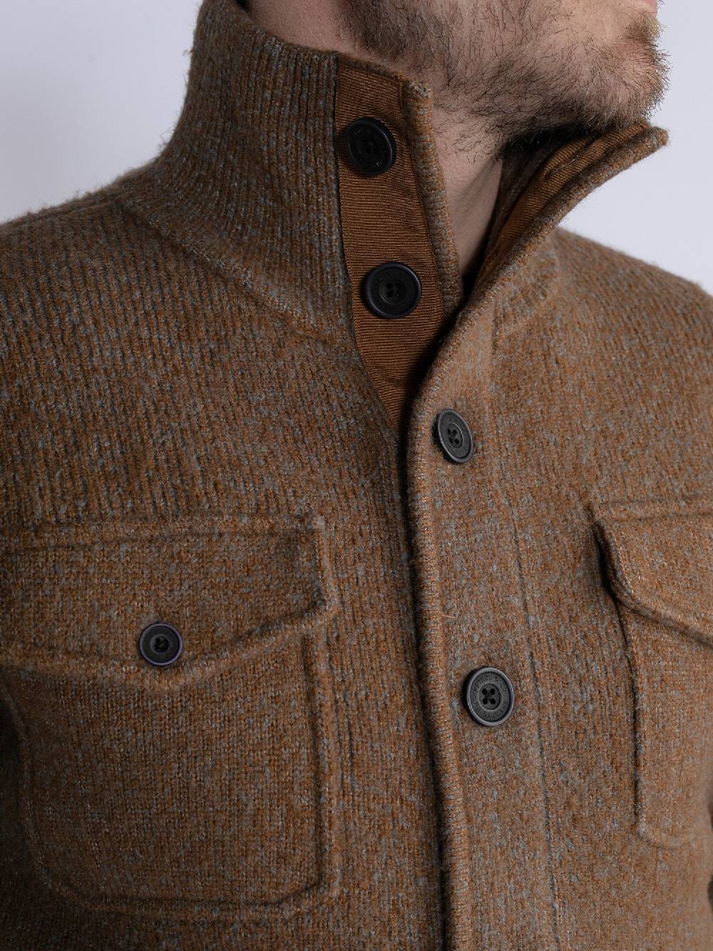 Petrol M-3030-Kwc218 - Men Knitwear Collar Cardigan (7060 Grey Truffle) Versandkostenfrei
