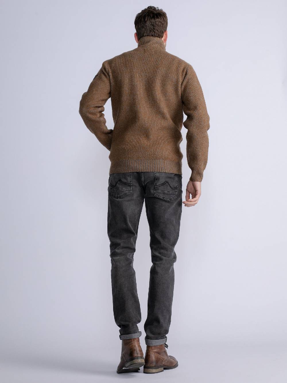 Petrol M-3030-Kwc218 - Men Knitwear Collar Cardigan (7060 Grey Truffle) Versandkostenfrei