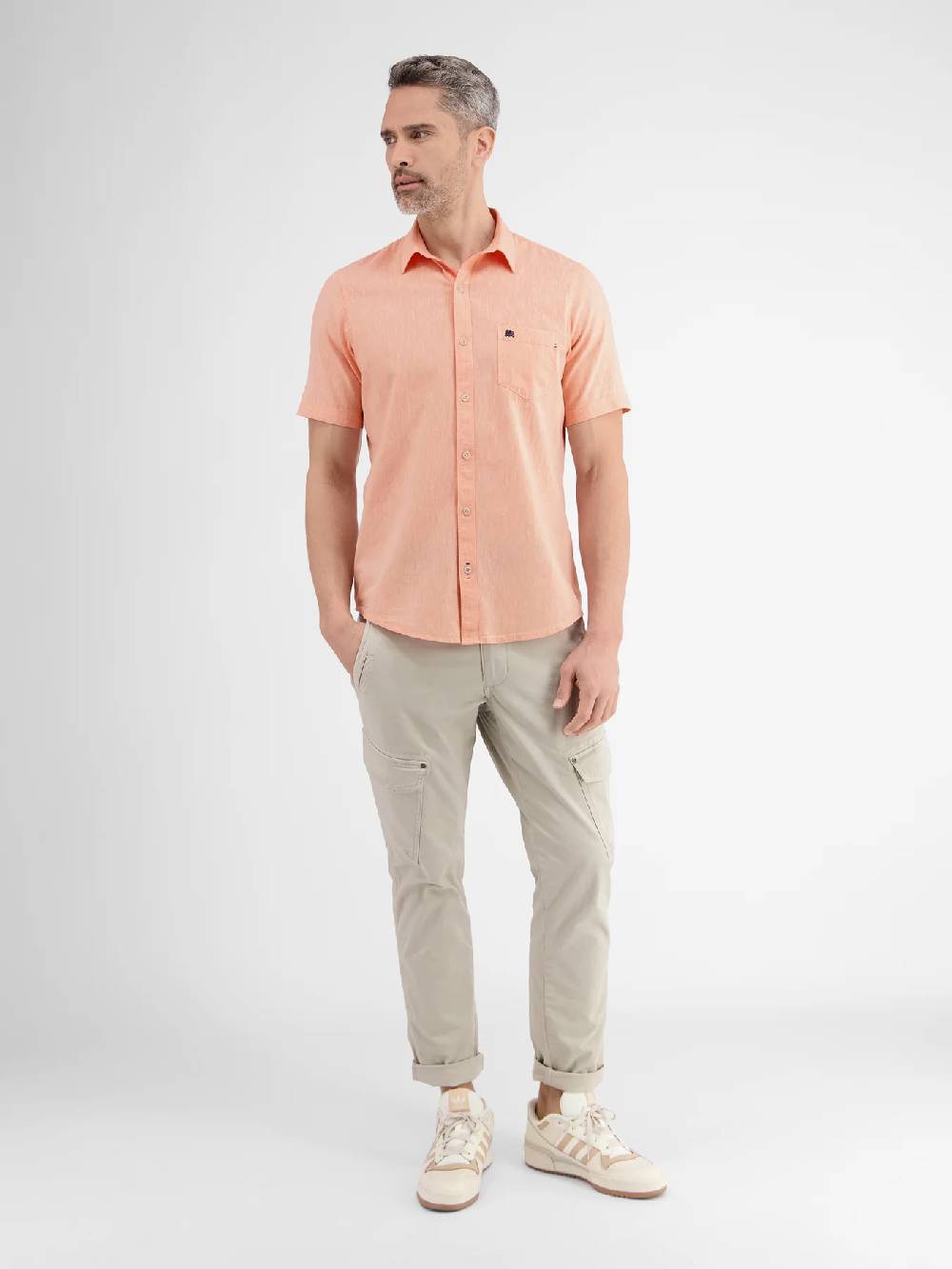 Lerros 2442010 CASUAL KATOENEN LINNEN OVERHEMD (927 MELLOW PEACH) Große Rabatte