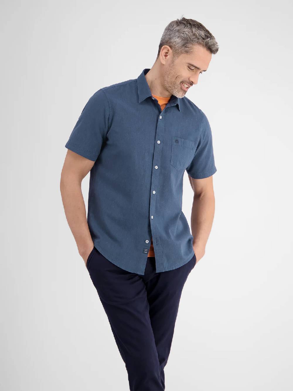 Lerros 2442010 CASUAL KATOENEN LINNEN OVERHEMD (485 CLASSIC NAVY) Bestseller