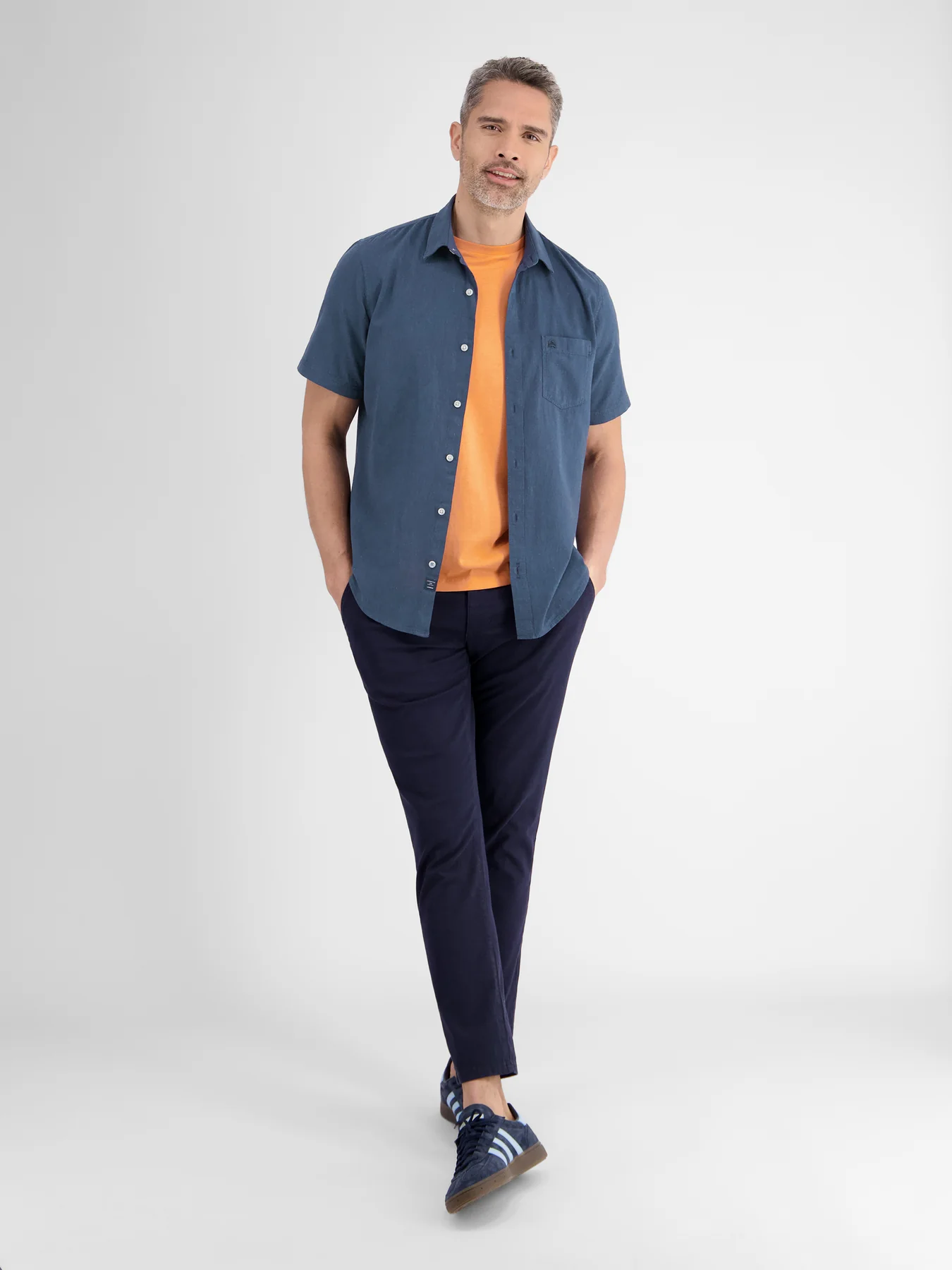 Lerros 2442010 CASUAL KATOENEN LINNEN OVERHEMD (485 CLASSIC NAVY) Bestseller