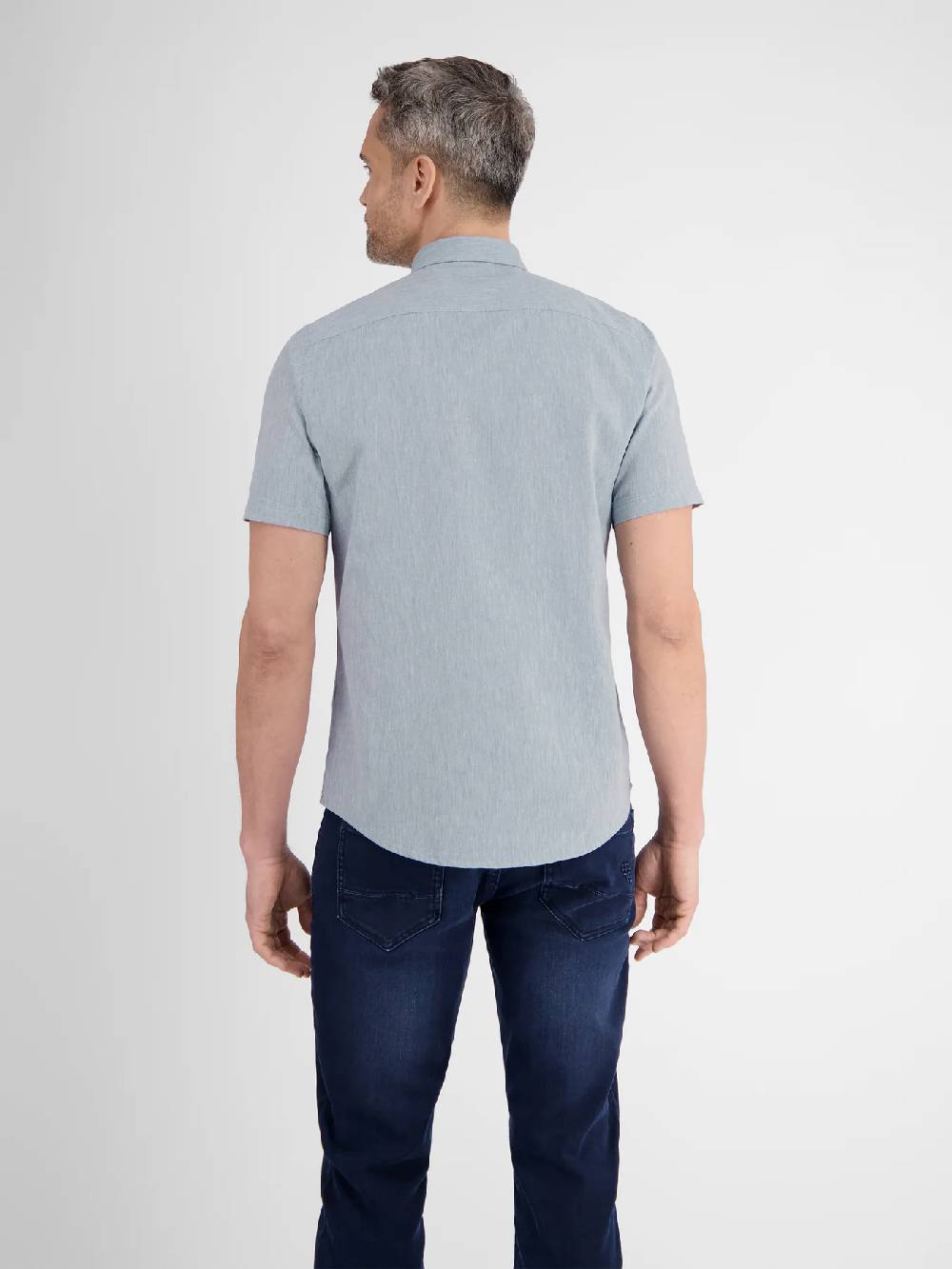 Lerros 2442010 CASUAL KATOENEN LINNEN OVERHEMD (440 MID STORM BLUE) Saisonale Angebote