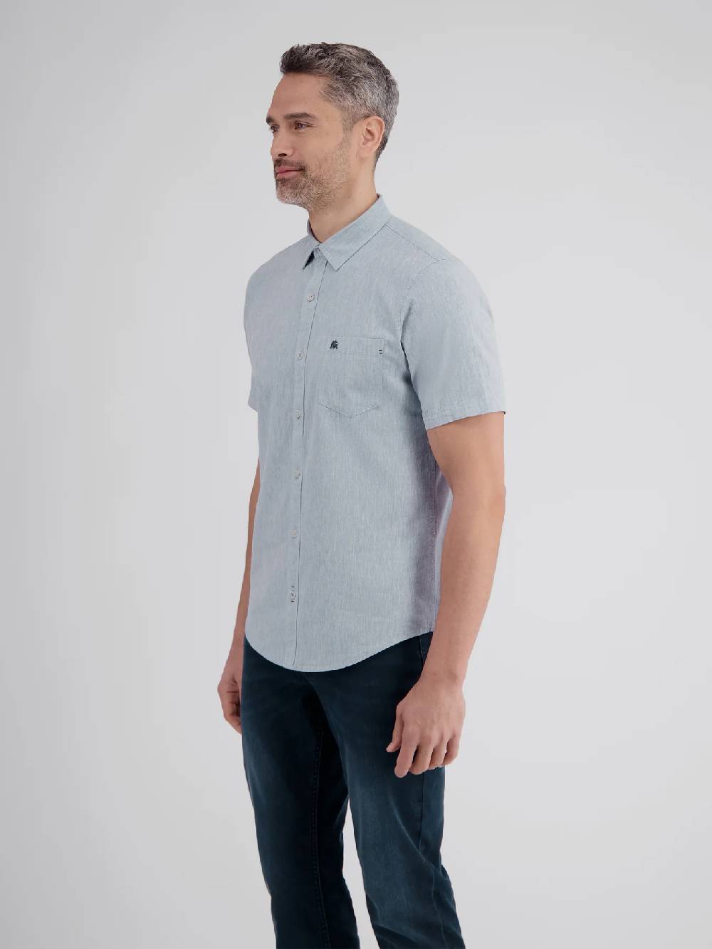 Lerros 2442010 CASUAL KATOENEN LINNEN OVERHEMD (440 MID STORM BLUE) Saisonale Angebote