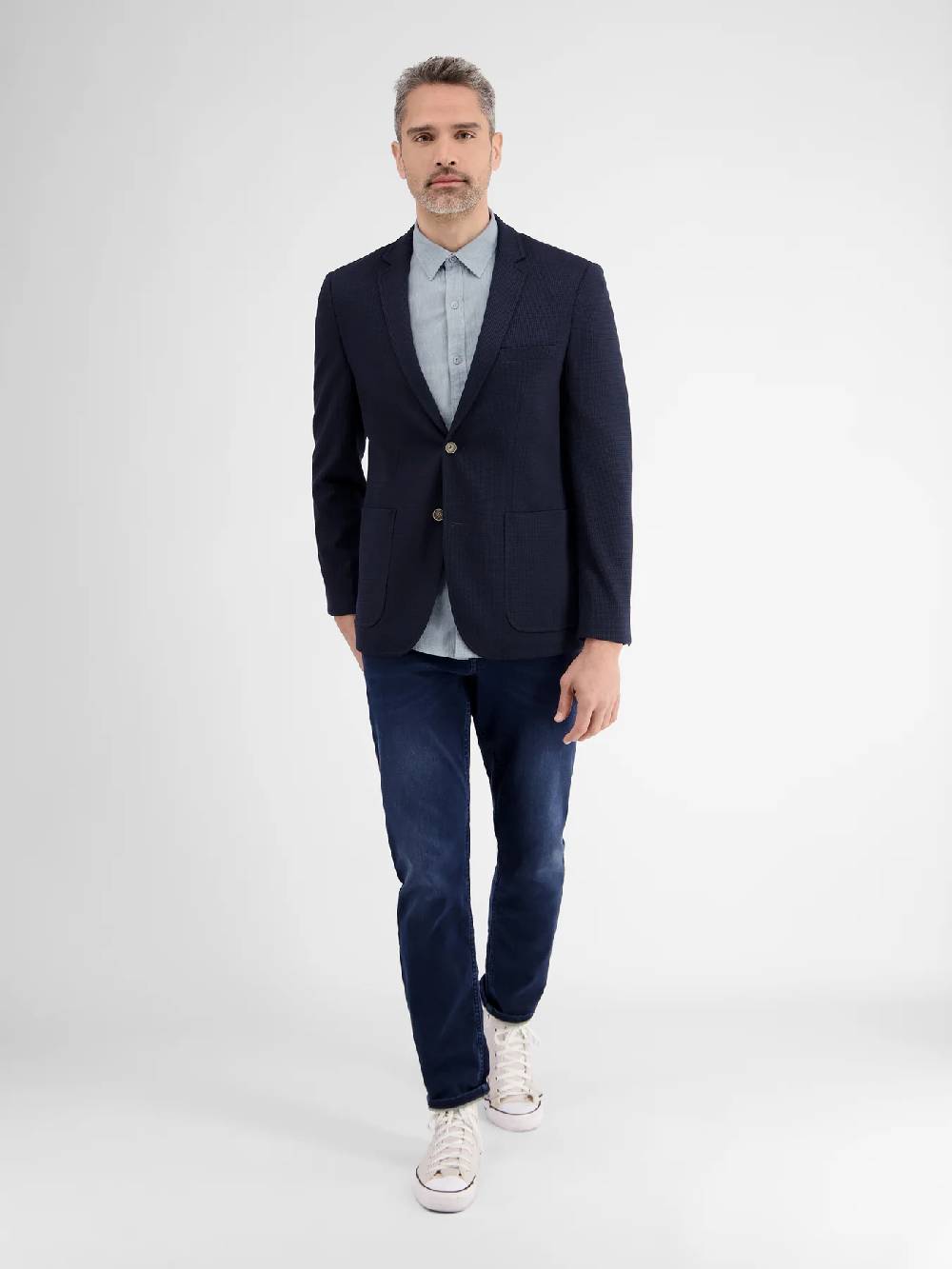 Lerros 2442010 CASUAL KATOENEN LINNEN OVERHEMD (440 MID STORM BLUE) Saisonale Angebote