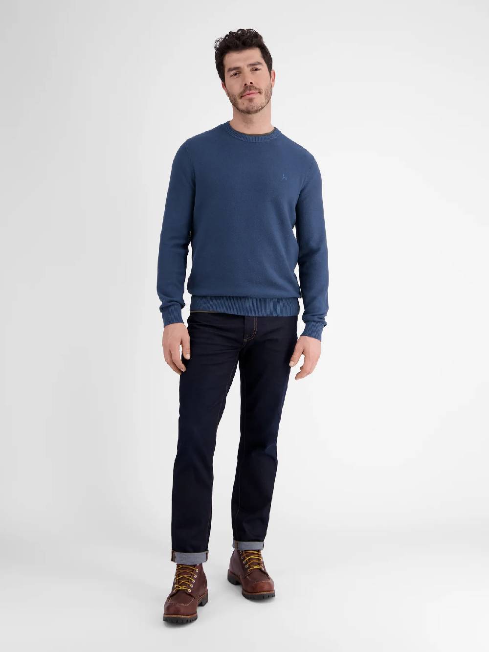Lerros 23D5001 GEBREIDE TRUI MET RONDE HALS (448 STORM BLUE) Letzter Tag