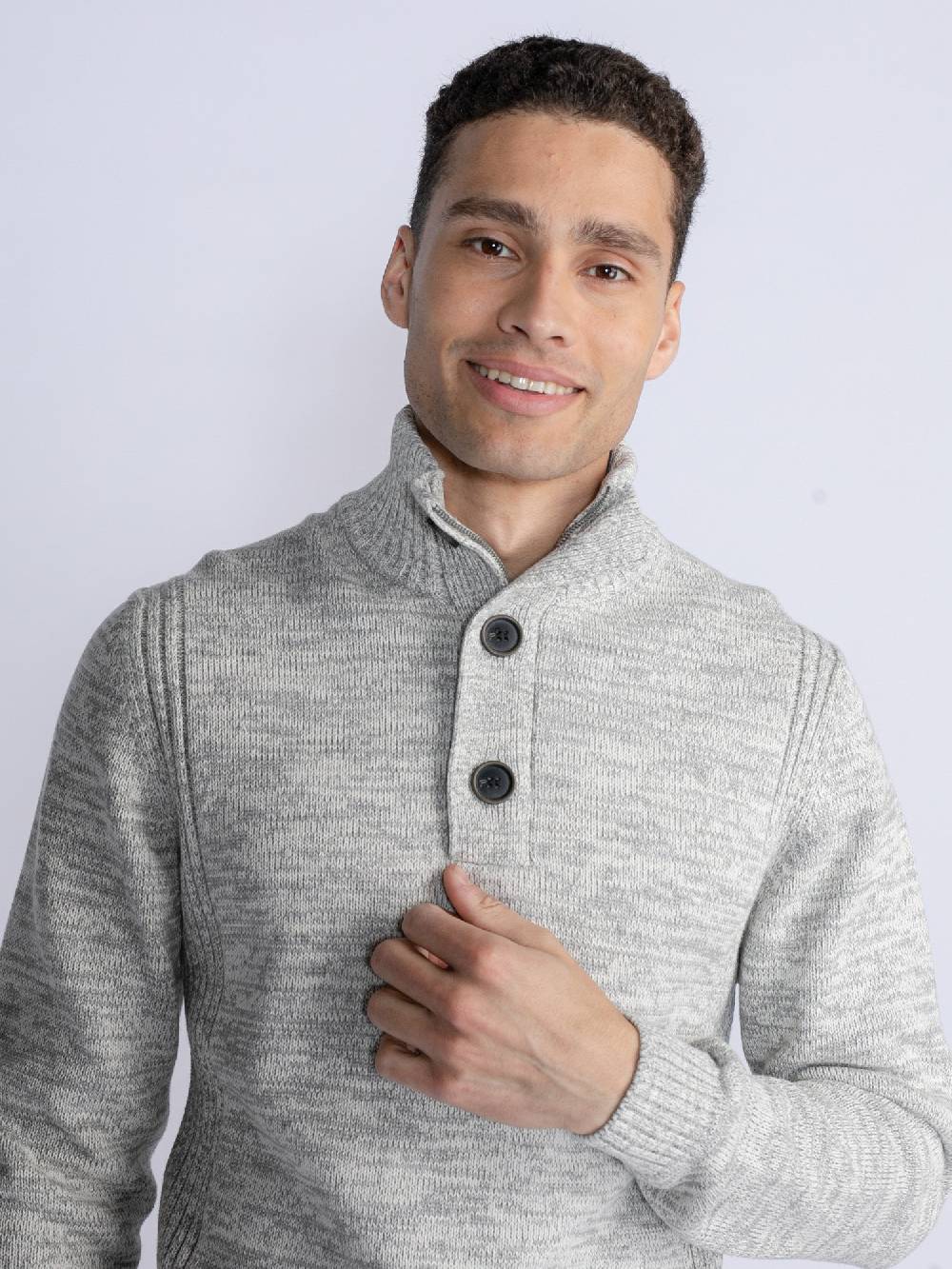 Petrol M-3030-Kwc206 - Men Knitwear Collar (0009 Antique White Melee) Jubiläumsangebot