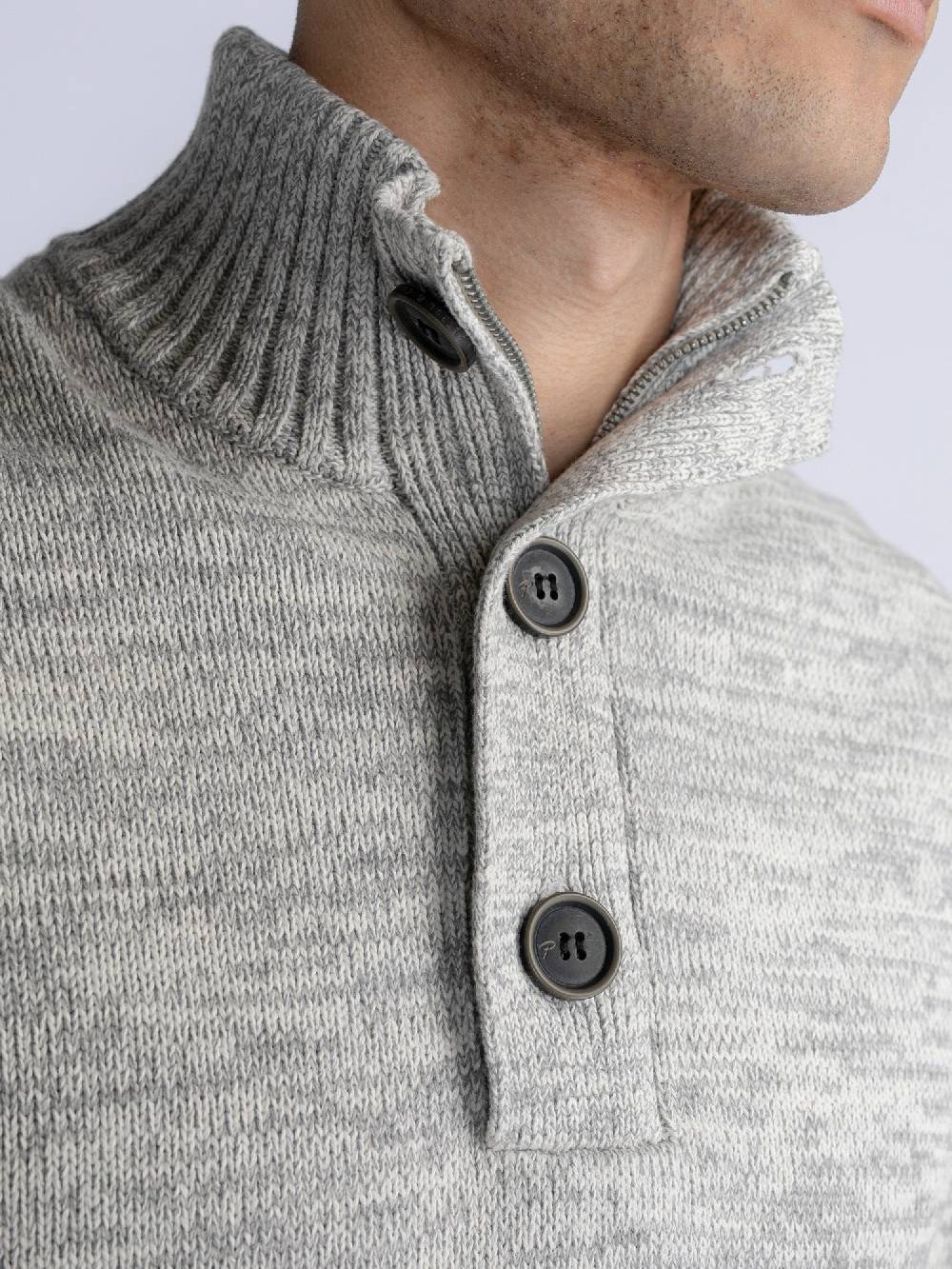 Petrol M-3030-Kwc206 - Men Knitwear Collar (0009 Antique White Melee) Jubiläumsangebot