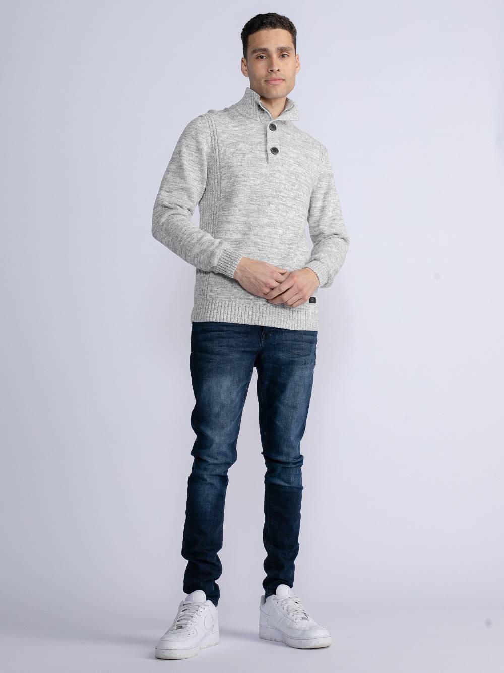 Petrol M-3030-Kwc206 - Men Knitwear Collar (0009 Antique White Melee) Jubiläumsangebot