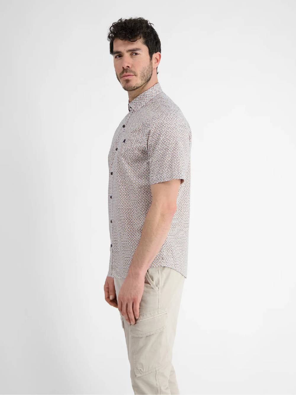 Lerros 2432303 SHIRT MET HALVE MOUW EN GEOMETRISCHE PRINT (927 MELLOW PEACH) Begrenzt auf 3 Tage