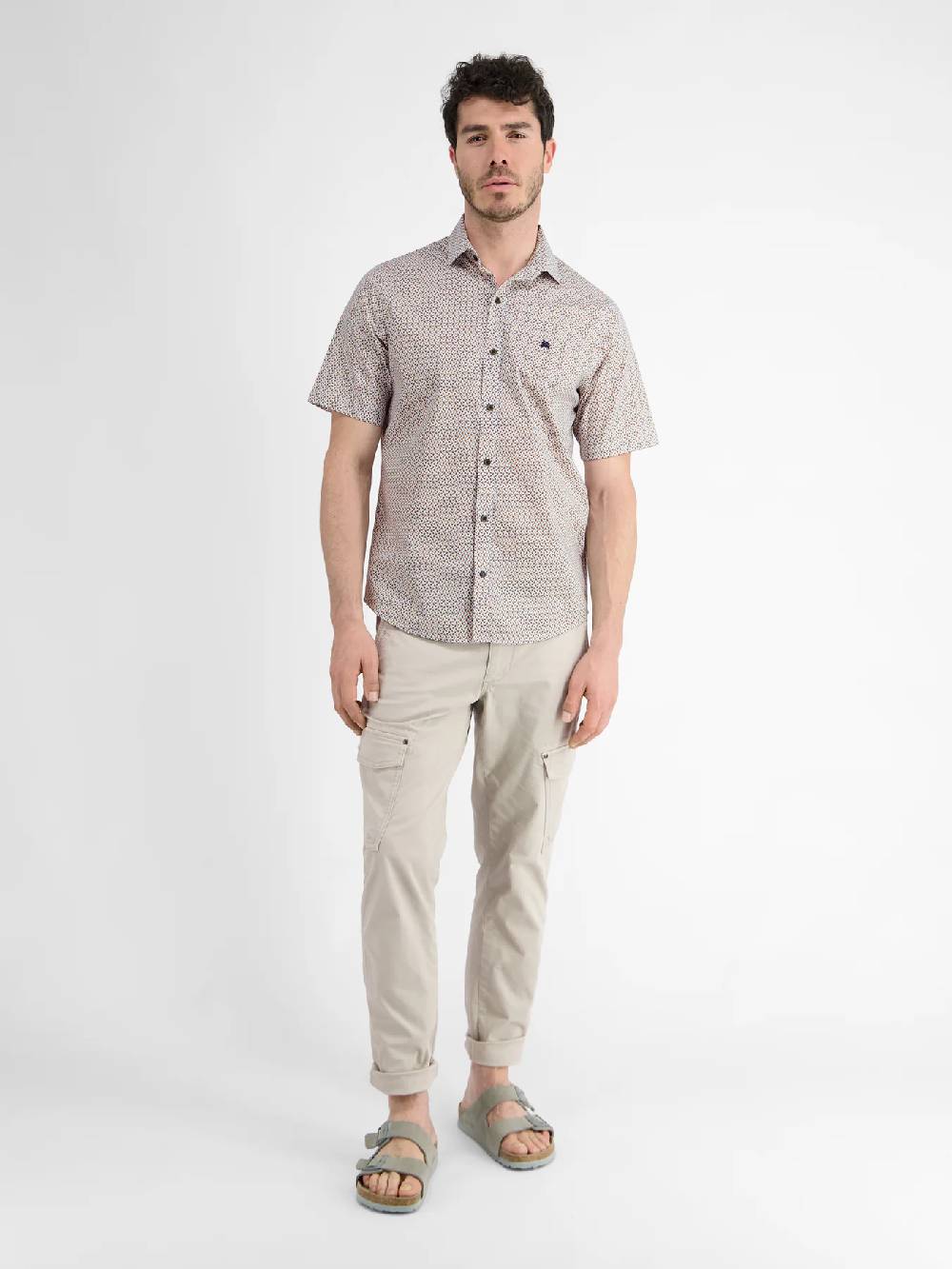 Lerros 2432303 SHIRT MET HALVE MOUW EN GEOMETRISCHE PRINT (927 MELLOW PEACH) Begrenzt auf 3 Tage