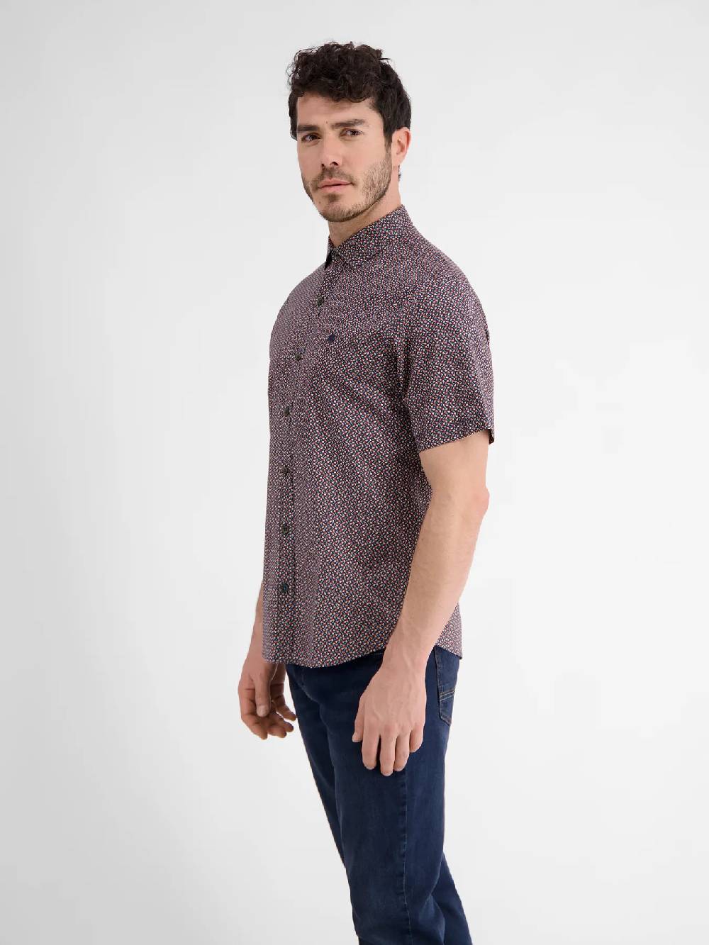 Lerros 2432303 SHIRT MET HALVE MOUW EN GEOMETRISCHE PRINT (485 CLASSIC NAVY) Black Friday Preise