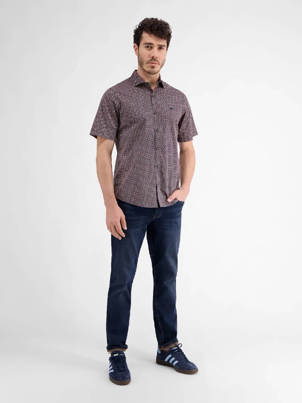 Lerros 2432303 SHIRT MET HALVE MOUW EN GEOMETRISCHE PRINT (485 CLASSIC NAVY) Black Friday Preise