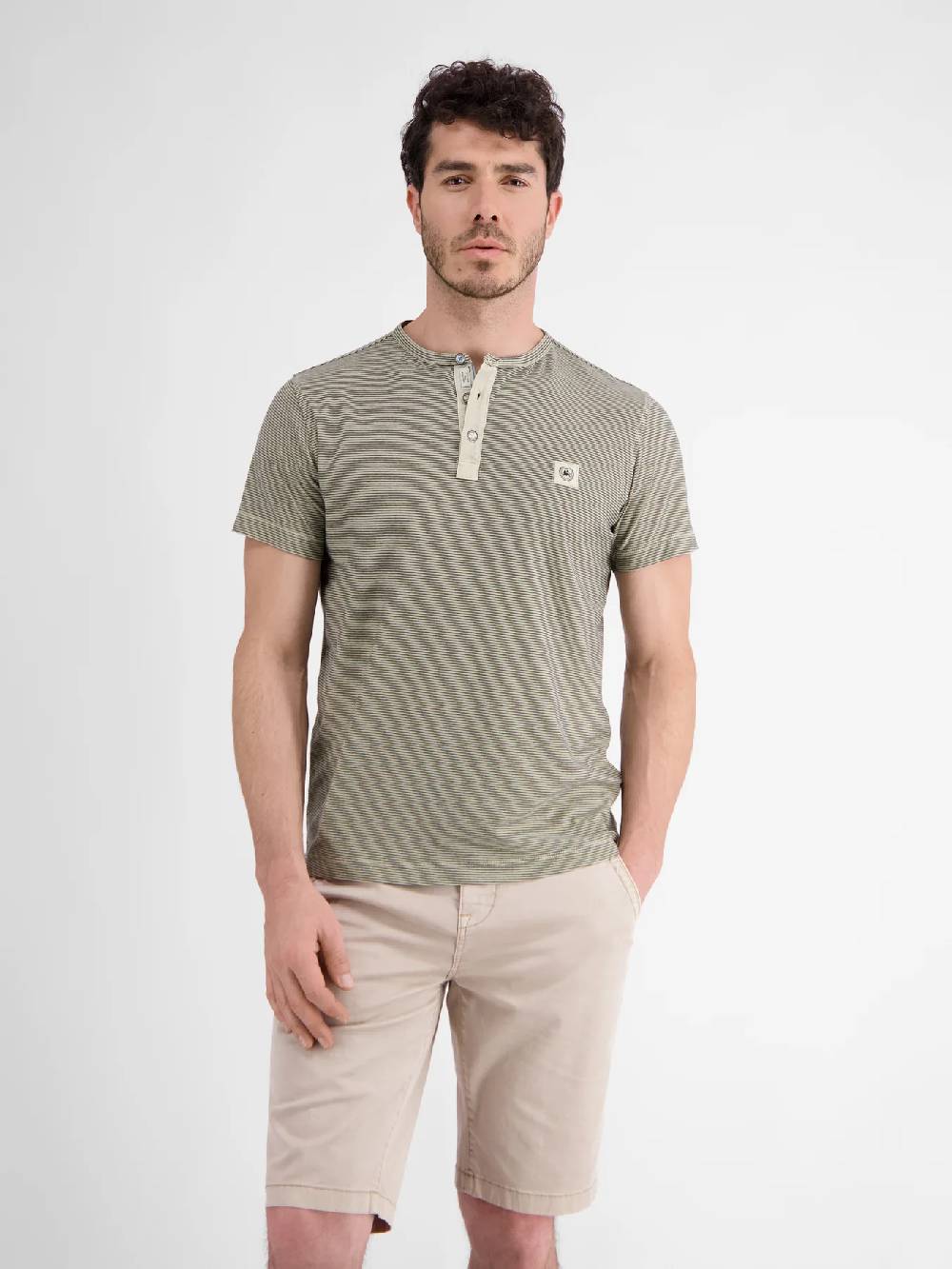 Lerros 2423910 GESTREEPT SERAFINO OVERHEMD (705 LIGHT DUNE BEIGE) Im Verkauf