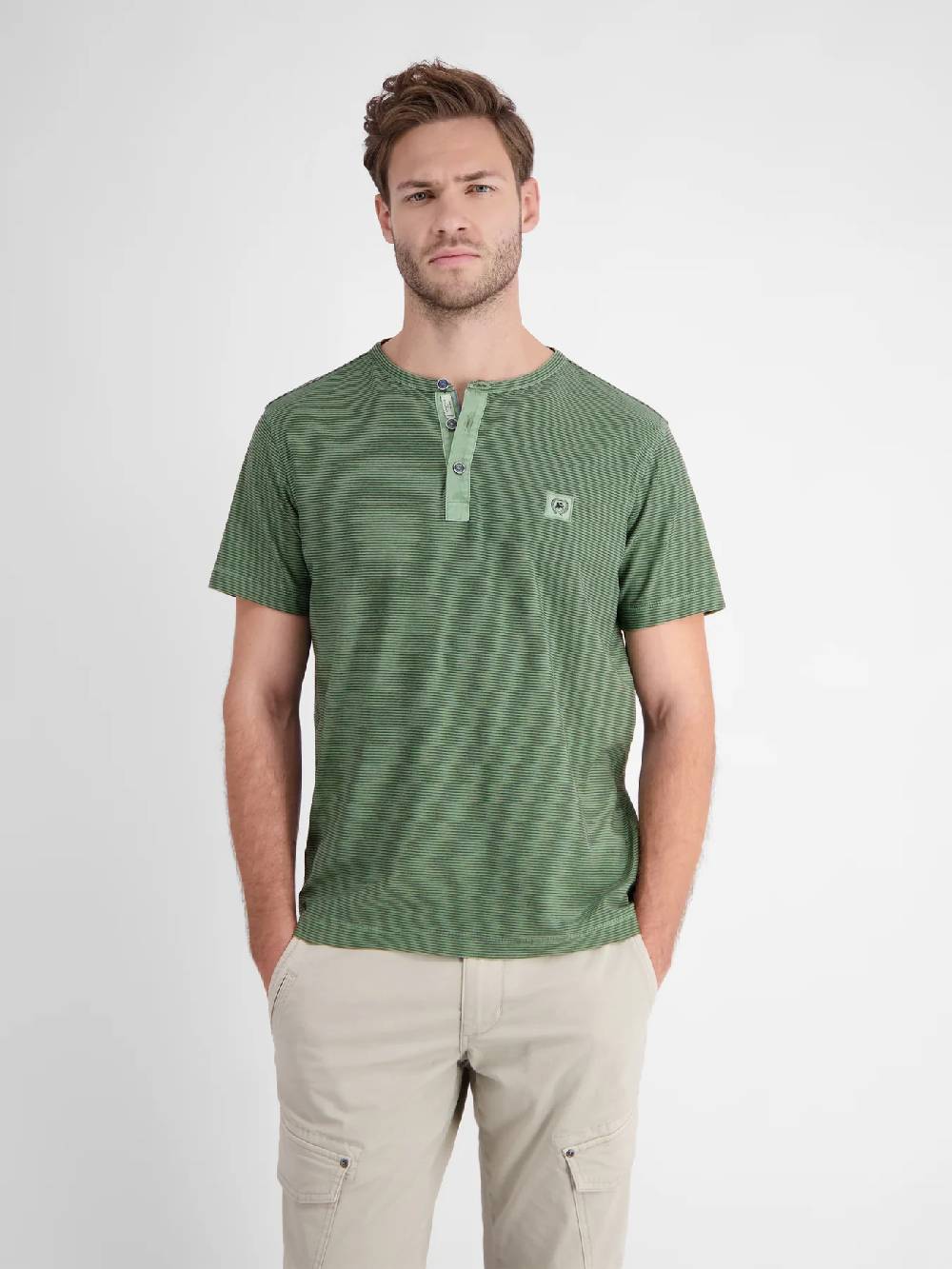 Lerros 2423910 GESTREEPT SERAFINO OVERHEMD (612 SAGE GREEN) 50% Rabatt für begrenzte Zeit