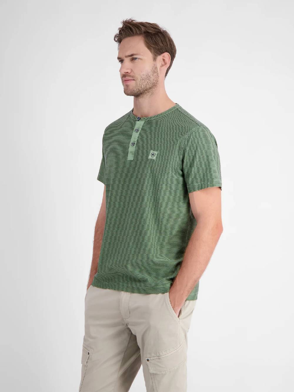 Lerros 2423910 GESTREEPT SERAFINO OVERHEMD (612 SAGE GREEN) 50% Rabatt für begrenzte Zeit
