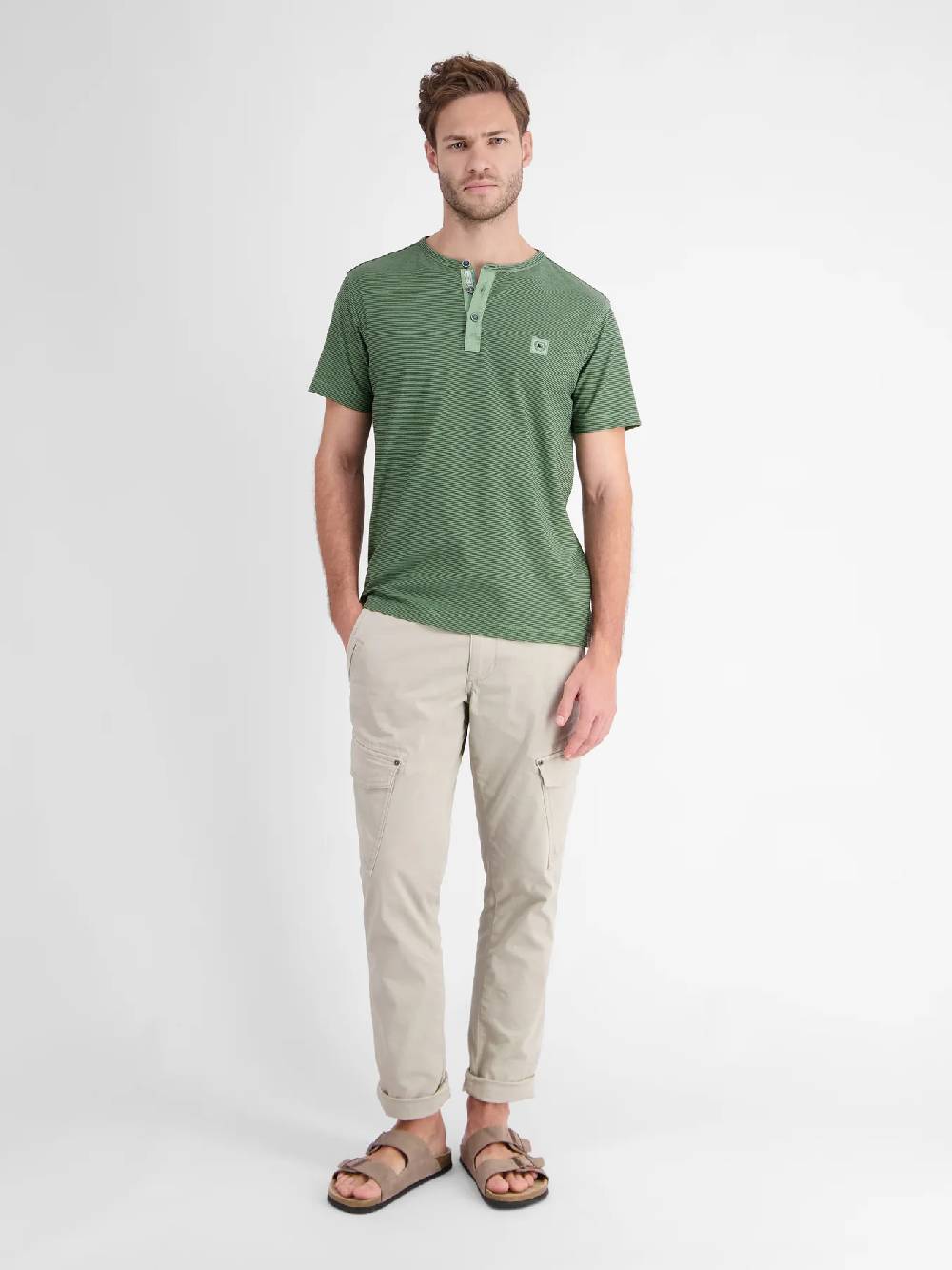 Lerros 2423910 GESTREEPT SERAFINO OVERHEMD (612 SAGE GREEN) 50% Rabatt für begrenzte Zeit