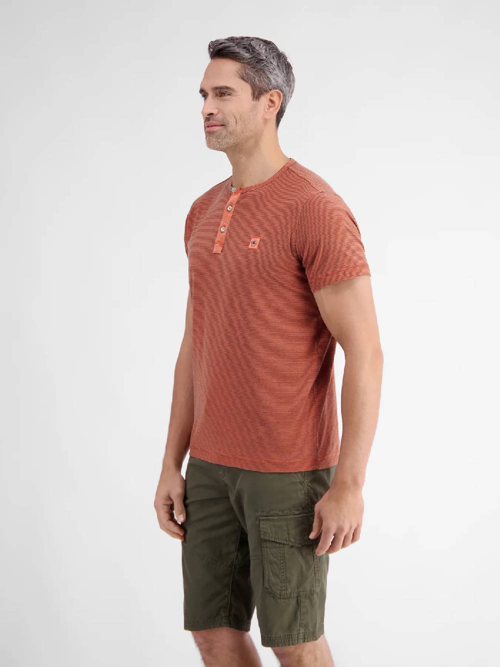 Lerros 2423910 GESTREEPT SERAFINO OVERHEMD (327 DEEP CORAL RED) 2025