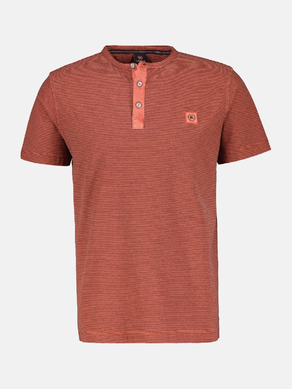 Lerros 2423910 GESTREEPT SERAFINO OVERHEMD (327 DEEP CORAL RED) 2025