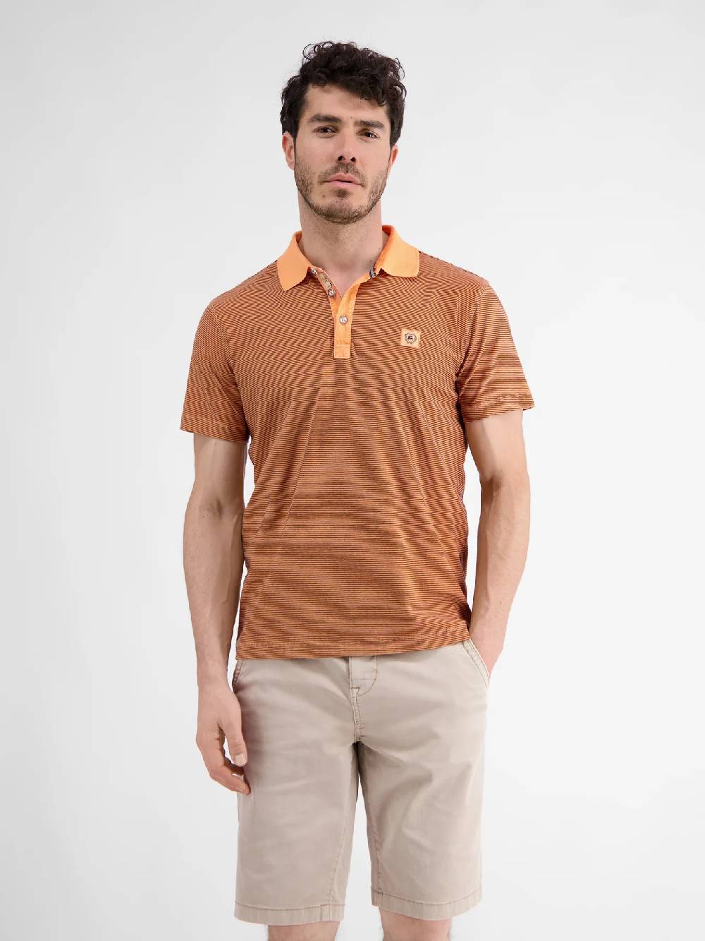 Lerros 2423211 GESTREEPT POLOSHIRT (927 MELLOW PEACH) Online