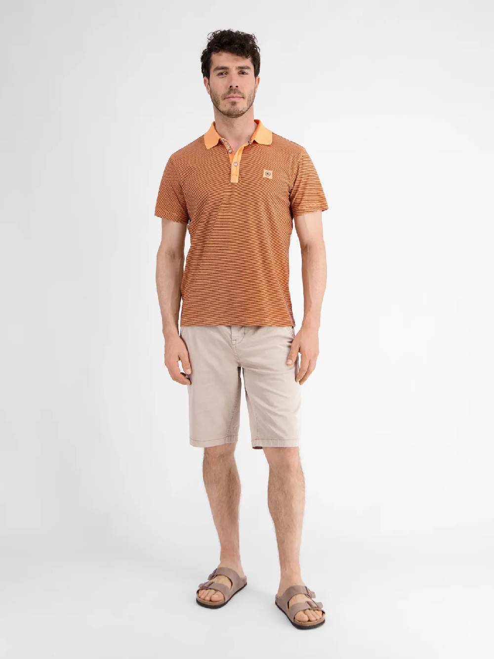 Lerros 2423211 GESTREEPT POLOSHIRT (927 MELLOW PEACH) Online