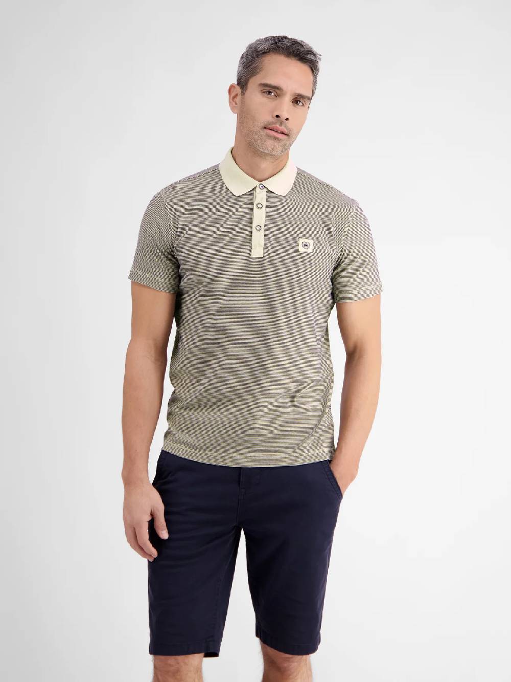 Lerros 2423211 GESTREEPT POLOSHIRT (705 LIGHT DUNE BEIGE) Outlet