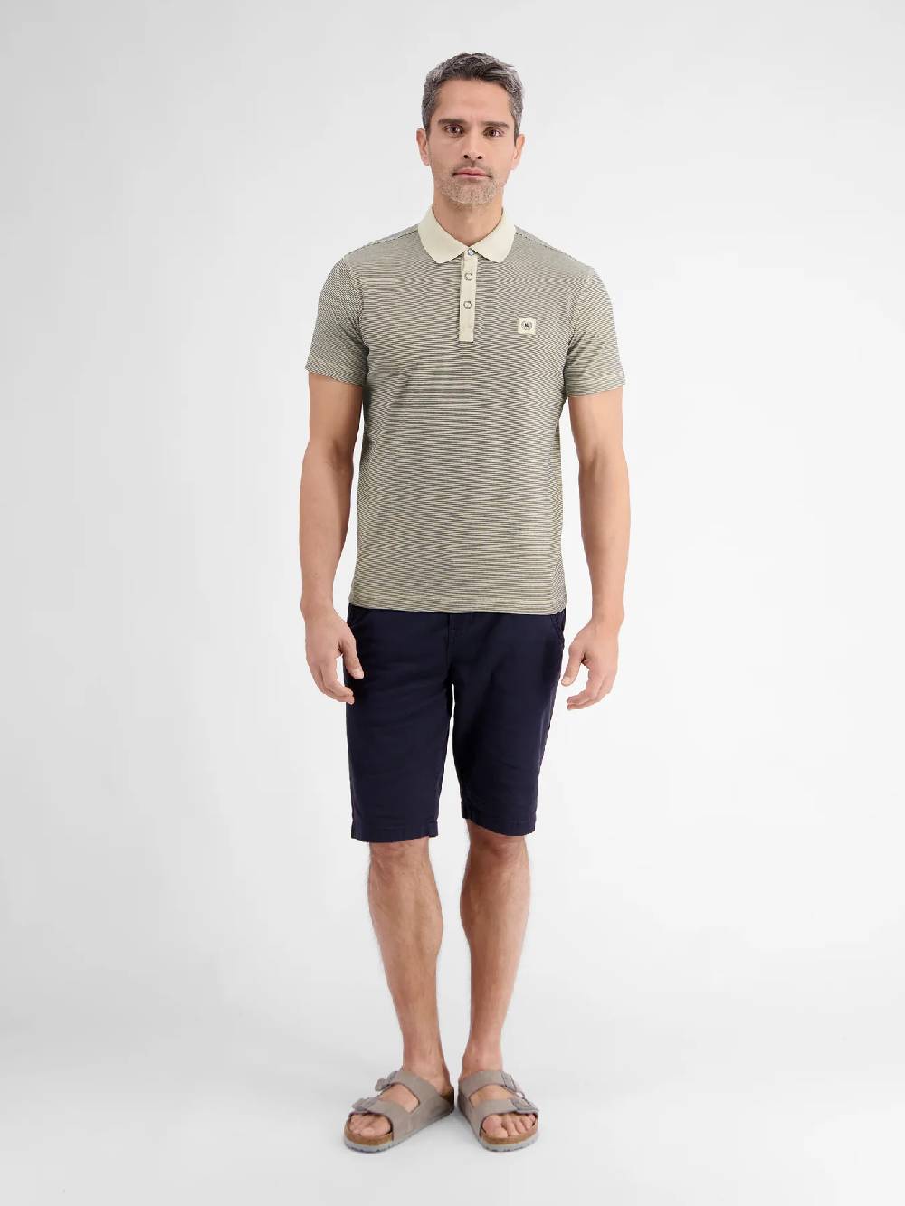 Lerros 2423211 GESTREEPT POLOSHIRT (705 LIGHT DUNE BEIGE) Outlet