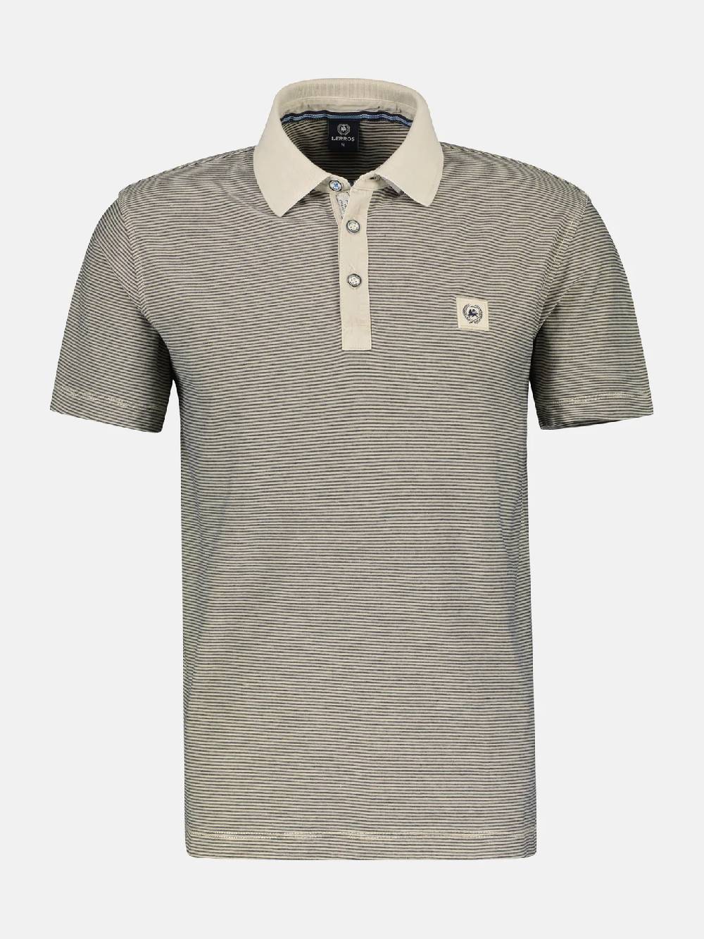 Lerros 2423211 GESTREEPT POLOSHIRT (705 LIGHT DUNE BEIGE) Outlet