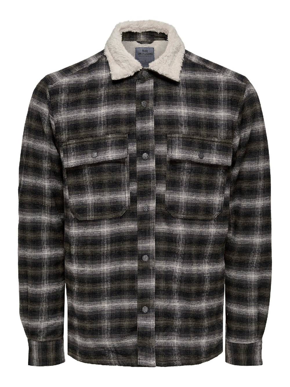 Only & Sons ONSBAZ OVR Teddy Check PKT Sjacket (192819 Canteen) Clearance-Verkauf