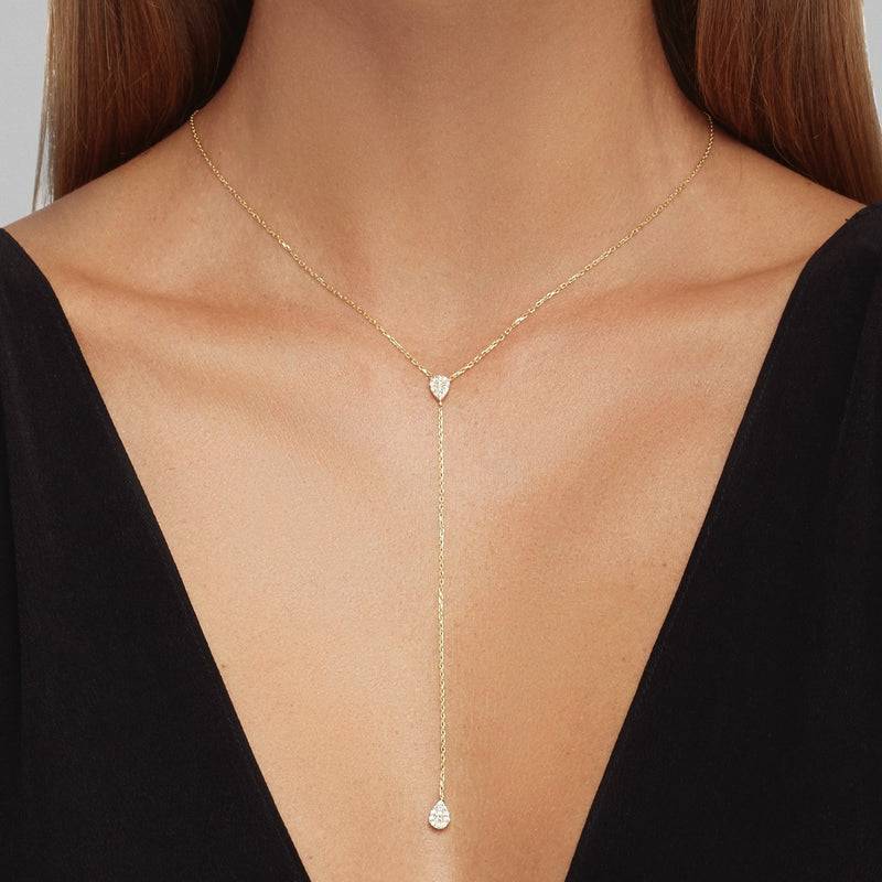 Mosuo Jewellery Teardrop Lariat Halskette - Vermeil Kostenloser Versand international