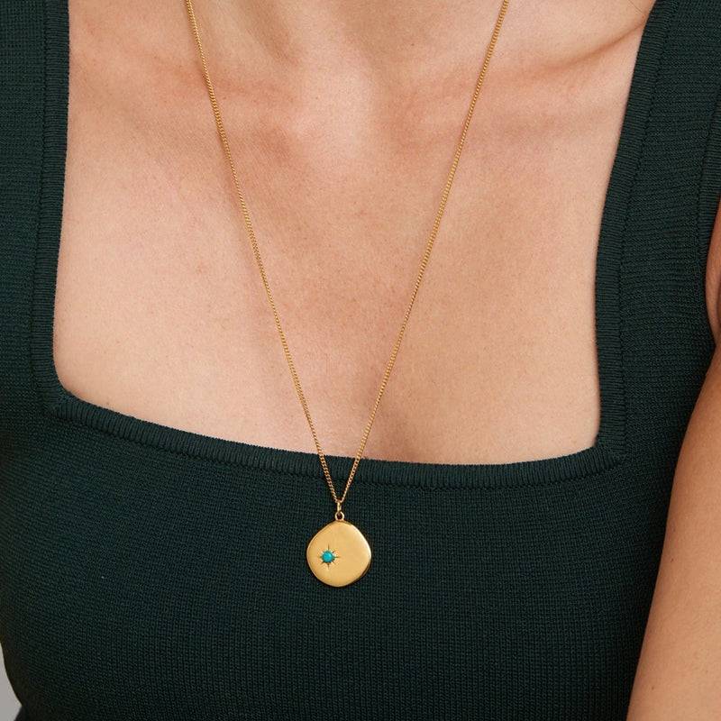 Mosuo Jewellery Geburtsstein Halskette Dezember - Vermeil & Türkis Fabrikpreis