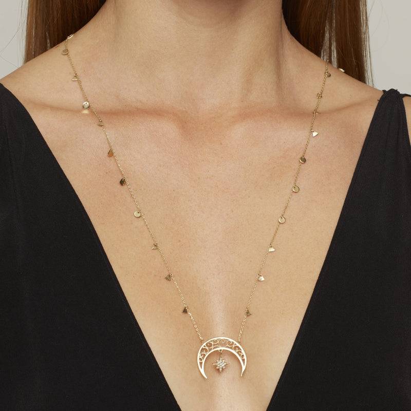 Mosuo Jewellery Diamant Mond & Stern Halskette Letzte 3 Tage