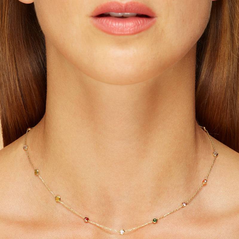 Mosuo Jewellery Regenbogen Halskette mit Steinen Sonderangebot der Fabrik