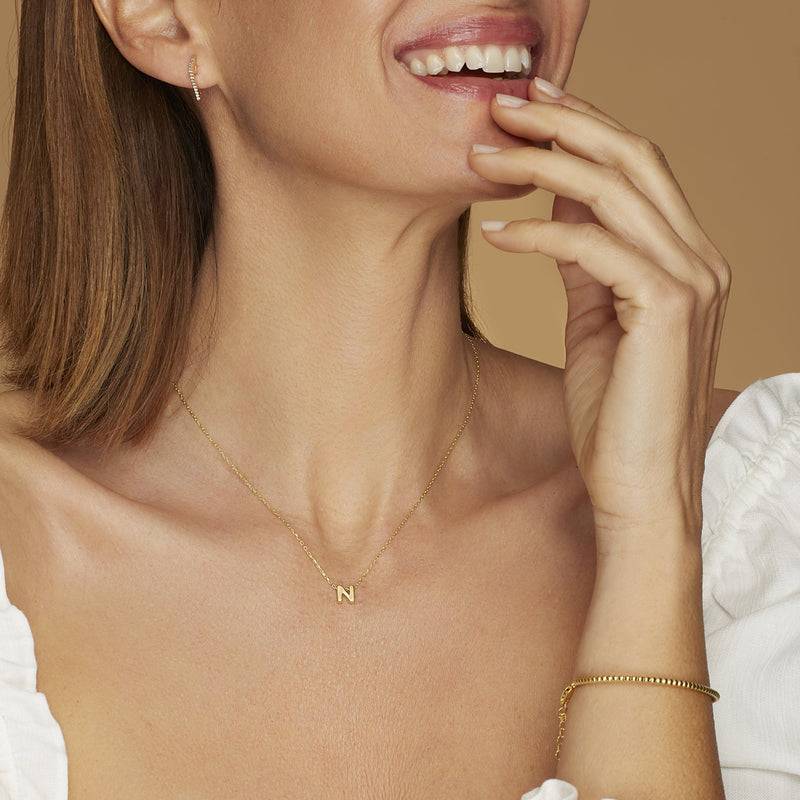 Mosuo Jewellery Diamant Buchstaben Halskette “N” - Vermeil Auslauf