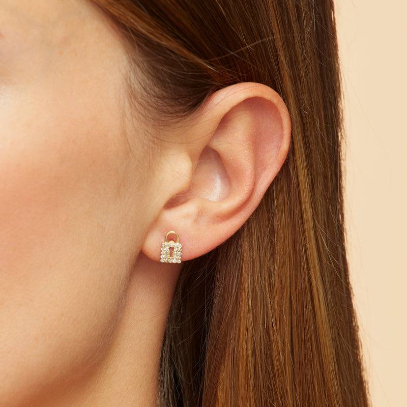Mosuo Jewellery Schloss und Schlüssel Diamant Ohrstecker Exklusivangebot