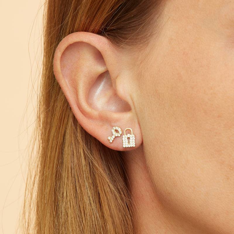 Mosuo Jewellery Schloss und Schlüssel Diamant Ohrstecker Exklusivangebot