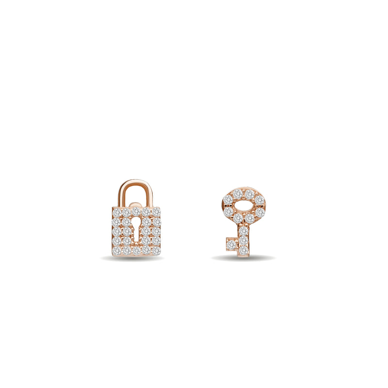 Mosuo Jewellery Schloss und Schlüssel Diamant Ohrstecker Exklusivangebot