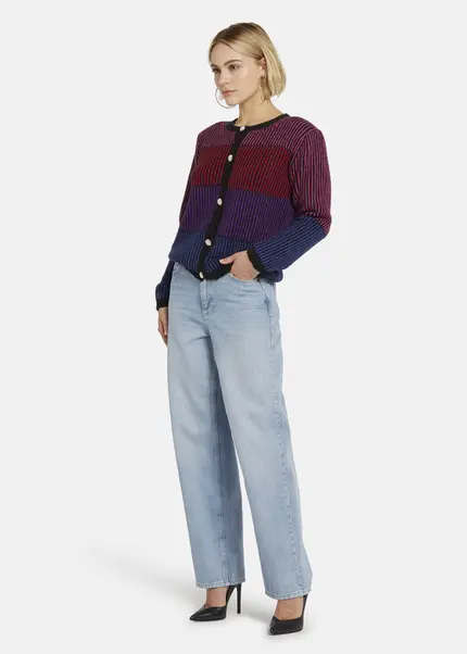 Nicowa Striped Cardigan SINOWA in BLACK MULTICOLORarticle number NC8A22101019E-002 Neueste Stile