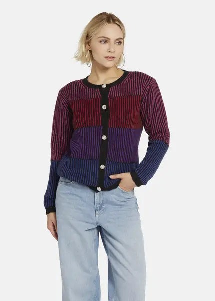 Nicowa Striped Cardigan SINOWA in BLACK MULTICOLORarticle number NC8A22101019E-002 Neueste Stile