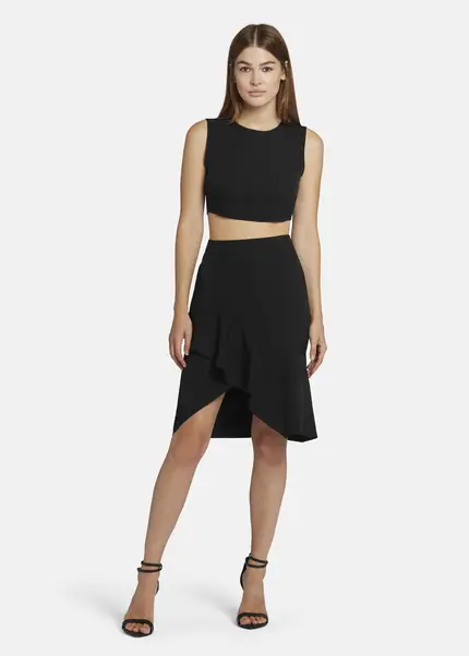 Nicowa Twill Ruffle Skirt - LOWIANA in BLACKarticle number NC9A24004019E-002 Zeitbegrenzte Promotion