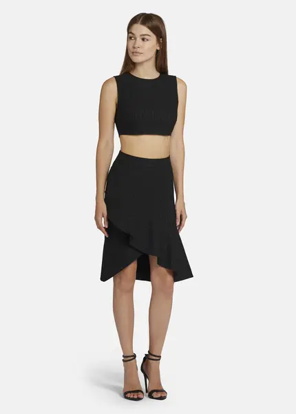 Nicowa Pinstripe twill flounce Skirt - LOWIANA in BLACK PINSTRIPEarticle number NC9A24005019E-002 Discount Store für neue Produkte