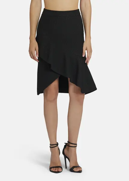 Nicowa Pinstripe twill flounce Skirt - LOWIANA in BLACK PINSTRIPEarticle number NC9A24005019E-002 Discount Store für neue Produkte